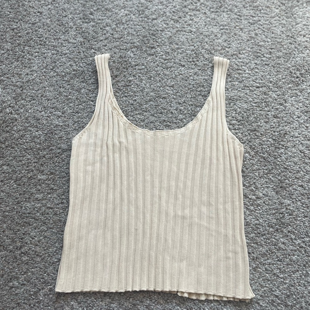 Beige Crop Tank Top